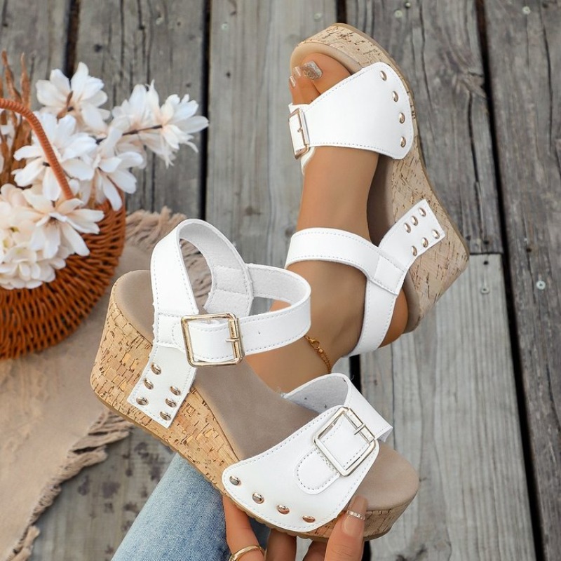 Cork Wedge Sandal - Sandalias de cuña de verano para