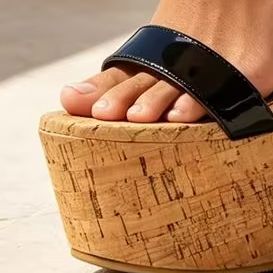 Cork Wedge Sandal - Sandalias de Plataforma con Punta Abierta