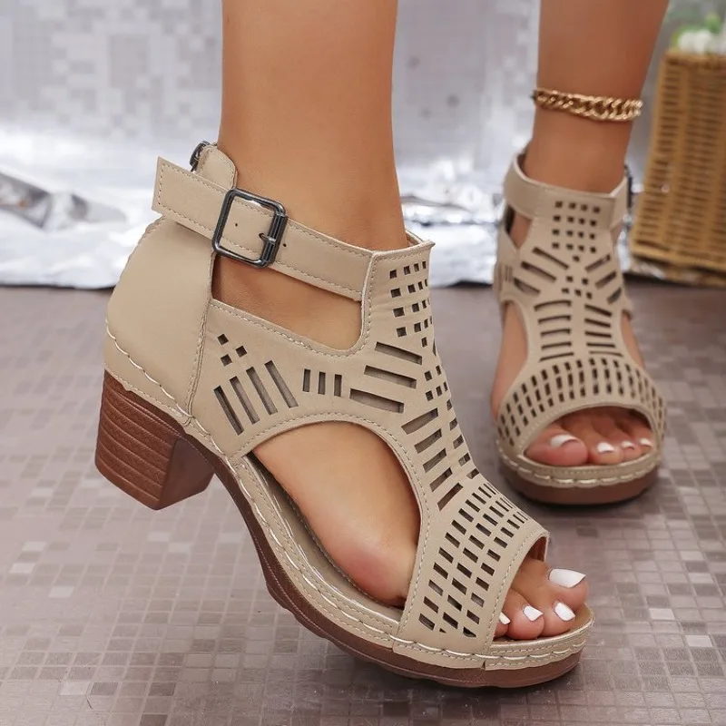 Cork Wedge Sandal - Sandalias de mujer de estilo romano,