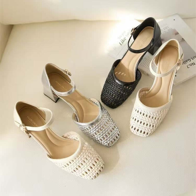 Sandalias de tacón grueso con  - Women Shoes Brand reseña y precio