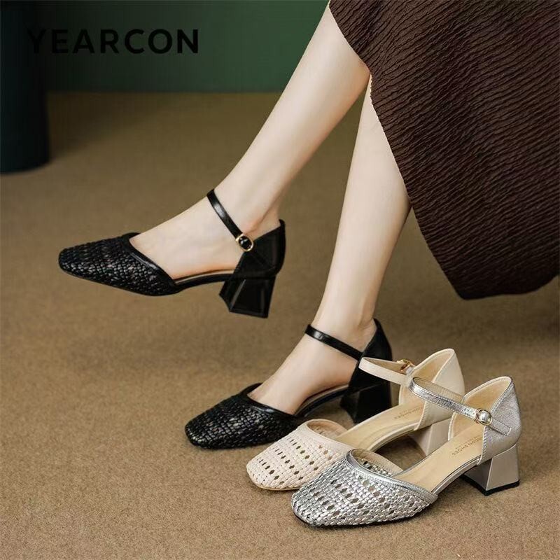 Sandalias de tacón grueso con  - Women Shoes Brand reseña y precio