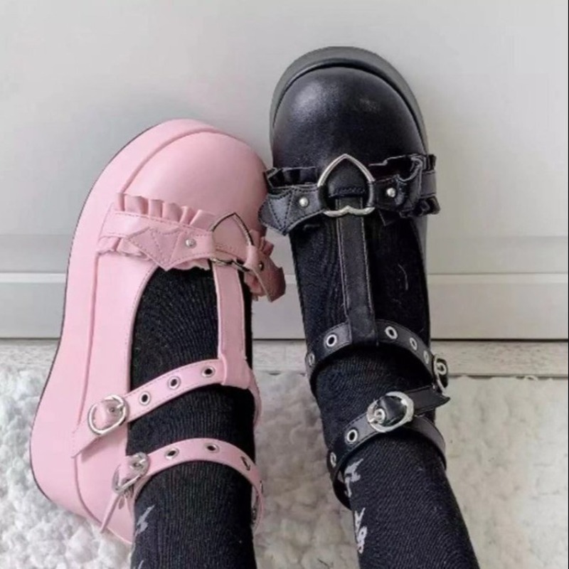 Cuñas de plataforma con hebill - Women Shoes Japanese Brand reseña y precio