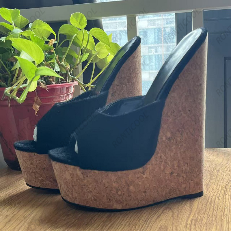 Ronticool, cuñas de mula de pe - Cork Wedge Sandal reseña y precio